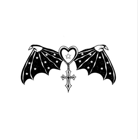 Soft Goth Tattoo, Bat Heart Tattoo, Romantic Goth Tattoo, Tattoo Ideas Gothic, Simple Goth Tattoos, Wm Logo, Barbed Wire Tattoos, Tattoo Over Scar, Anubis Tattoo