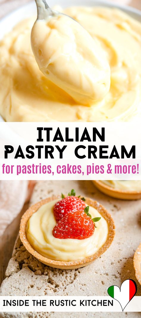 Italian Pastry Cream, Pudding Recept, Pastry Cream Recipe, Kek Lapis, Cake Filling Recipes, Italian Recipes Dessert, Italian Pastry, Custard Recipes, Pastry Cream