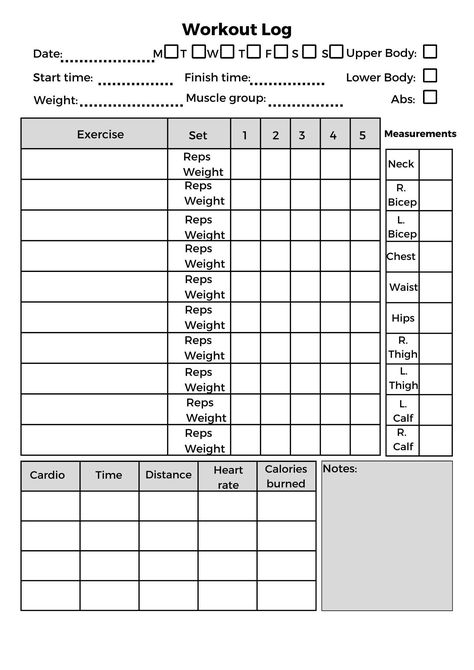 Losing Weight in a Month Workout Log Printable, Workouts Daily, Workout Log Book, Exercise Log, Monthly Workout Plan, Mma Workout, Lower Body Muscles, Workout Goals, Workout Log