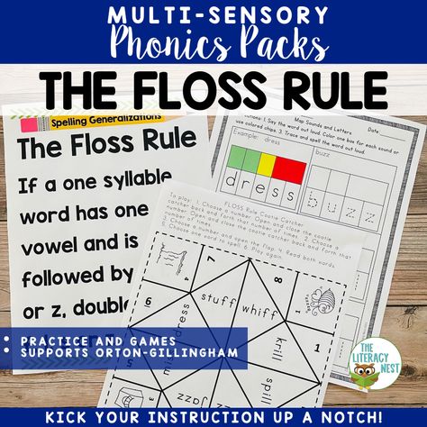 This floss rule pack has everything you need to teach the floss rule. Flsz Rule Activities, Floss Rule Activities, Flsz Rule, Floss Rule, Orton Gillingham Activities, Multisensory Phonics, Orton Gillingham Lessons, Structured Literacy, Multisensory Activities