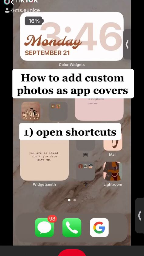 How To Add Photo Widgets To Iphone, How To Add Shortcuts On Iphone, How To Make A Shortcut On Iphone, Make Iphone Aesthetic, Shortcut App Covers Aesthetic, Customize Iphone Home Screen, Life Hacks Iphone, Phone Tour, Custom Homescreen