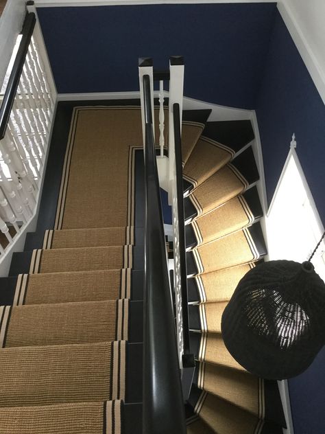 Stripe Stair Runner, Herringbone Sisal Stair Runner, Stair Runner Dark Wood, Dunelm Stair Runner, Sisal Stair Runner With Border, Stairway Carpet Uk, Bedroom Carpet Colors, Black Stairs Jute Runner, Carpet Stair Treads Uk