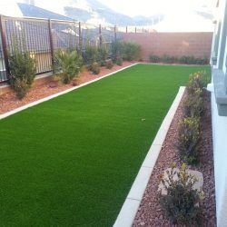 Artificial Turf & Concrete Border - Cacti Landscapes Backyard Grass Landscaping, Concrete Border, Grass Backyard, Artificial Grass Backyard, Turf Backyard, Concrete Backyard, Desert Backyard, Arizona Backyard, Lawn Alternatives