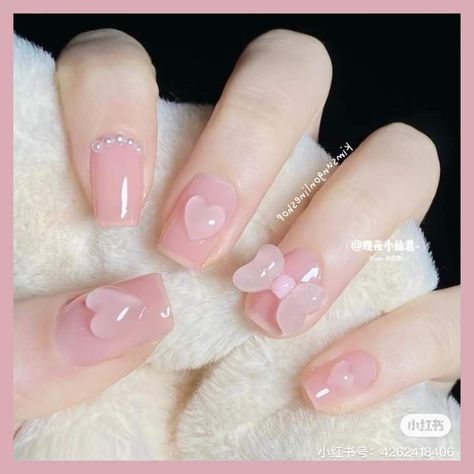 Xiao Hong Shu, Soft Pink Nails, Simple Gel Nails, Blush Nails, Really Cute Nails, Soft Nails, Cat Nails, Kawaii Nails, Pink Acrylic Nails