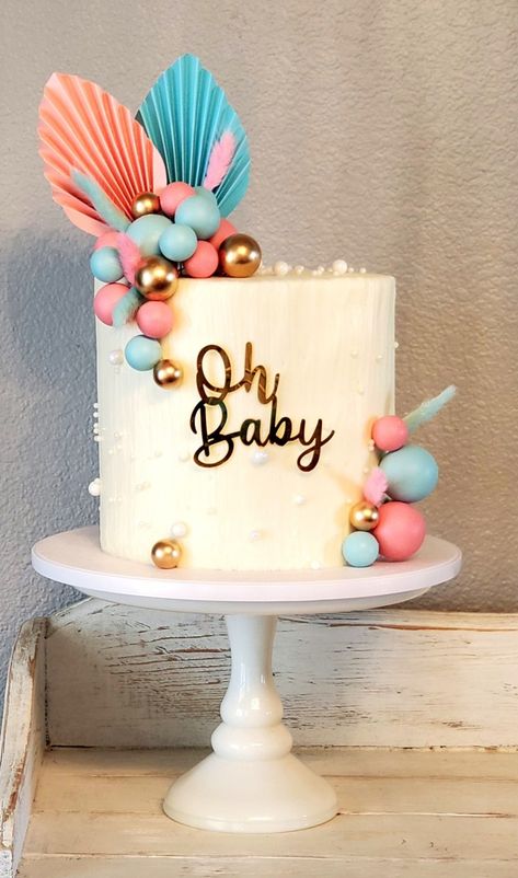 Baby Shower Cake Designs Simple, Baby Shower Cake Ideas Unique, Gender Revel Cake, Gender Reveal Cake Ideas, Twin Baby Shower Cake, Gender Reveal Dessert, Baby Shower Gender Reveal Cake, Baby Shower Cakes Neutral, Baby Shower Cake Designs