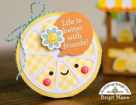 Sweet Summer Lemonade Gift Set - Doodlebug Design Team Project Lemonade Gift, Lemon Crafts, Craft Challenge, Summer Lemonade, Diy Gifts For Friends, Paper Crafts Card, Doodlebug Design, Paper Designs, Shaped Cards