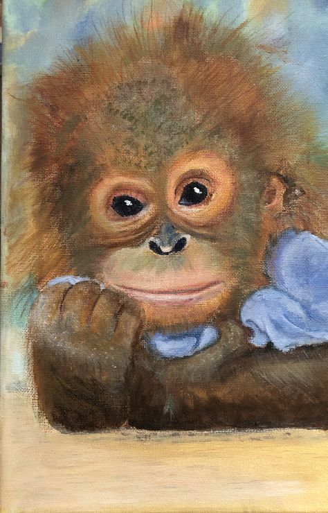 Twin Art, Painted Animals, Baby Orangutan, Fairies Dancing, Funny Paintings, Baby Painting, Neural Network, Animal Magic, Baby Monkey