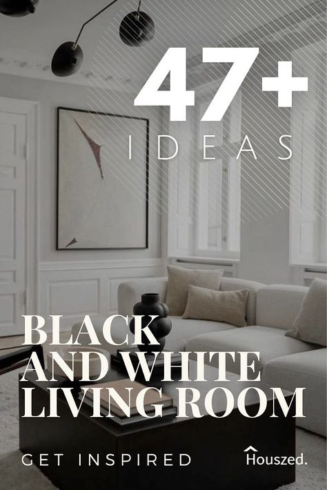 Black In White Living Room, White Home Decor Living Rooms, Black And White Lounge Room, Black And White Minimalist Living Room, Monochrome Living Room Ideas, Black And White Interior Living Room, Cream And Black Living Room Ideas, White And Black Living Room Ideas, Gray Black And White Living Room