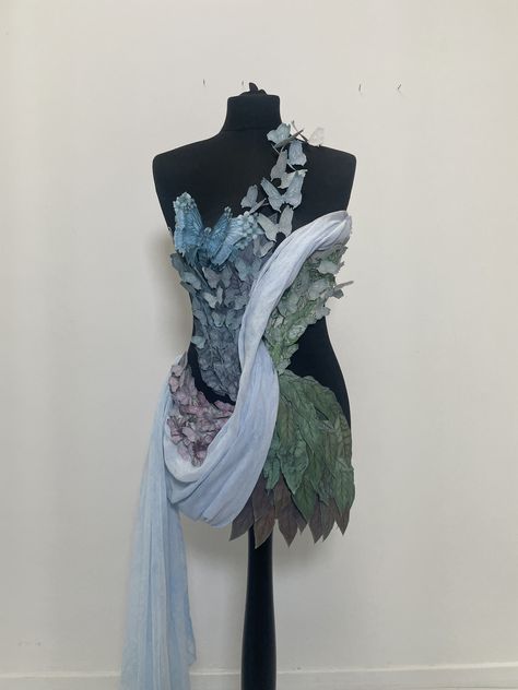 Nature Inspiration Fashion, Butterfly Fashion Inspiration, Fashioned By Nature Art, Non Textile Garments Ideas, Hsc Textiles Major Work, Gcse Textiles Corset, Natural Forms Fashion, Fragments Textiles Gcse, Natural Forms Textiles