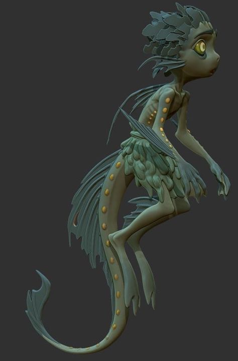 Luca Sea Monsters, Humanoid Sea Creature, Sea Monster Concept Art, Luca Concept Art, Fish Fursona, Aquatic Oc, Sea Creature Oc, Luca Oc, Sea Character Design