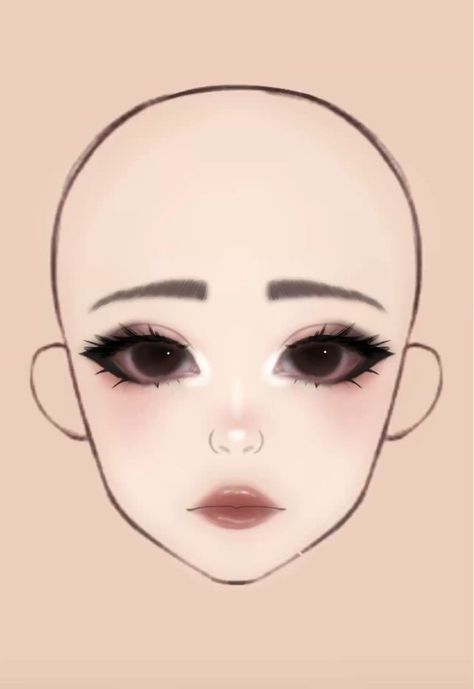 Pre Shower Makeup, Makeup Looks Drawing, Makeup Ideas Drawing, Doll Make Up, Make Up Guide, Asian Makeup Tutorials, Makeup Charts, Makeup Fails, Gyaru Makeup