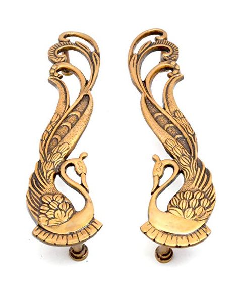 Handecor Peacock Design Brass Door Handle Pair (2 pcs) Mid Century Candle Holders, Main Door Handle, Brass Door Handle, Vintage Knobs, Brass Door Handles, Moroccan Mosaic, Brass Statues, Peacock Design, Main Door