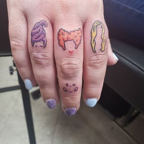 3 Friend Tattoos, Hocus Pocus Tattoo, Sisters Tattoo, Tasteful Tattoos, Friendship Tattoos, Incredible Tattoos, Line Art Tattoos, Popsugar Beauty, Halloween Tattoos