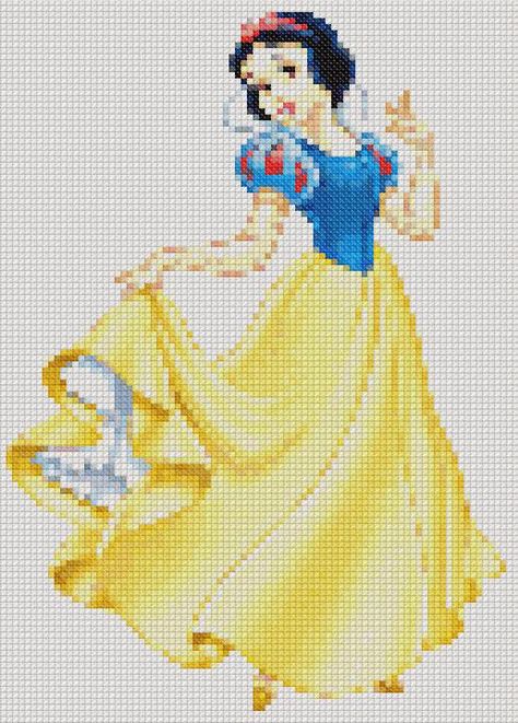 Snow White Cross Stitch Patterns, White Cross Stitch Patterns, Snow White Cross Stitch, Stitch Pics, White Cross Stitch, Snow White Birthday Party, Snow Images, Snow White Birthday, Crochet Graph