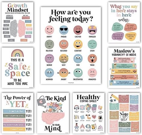 Elementary School Counselor Office Decor, Elementary School Counselor Office, School Counseling Office Decor, Counselor Office Decor, Psychologist Office Decor, School Counselor Office Decor, Posters For Classroom, Classroom Elementary, Psychologist Office