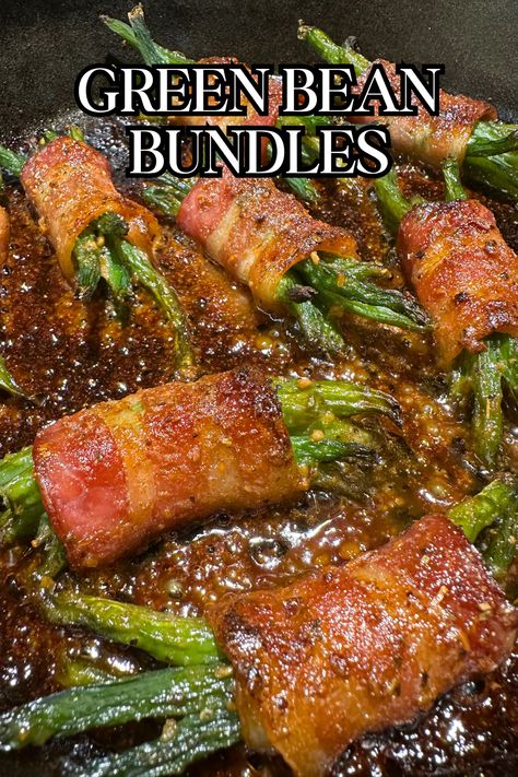 Perfectly savory and simple! These Bacon Green Bean Bundles are wrapped in crispy bacon and baked to perfection for a deliciously easy side dish everyone will love! Bacon Wrap Green Beans, Green Beans Bundles Bacon Wrapped, Bacon Green Bean Bundles, Green Bean And Bacon Bundles, Wrapped Green Beans With Bacon, Green Bean Wraps, Green Beans Wrapped With Bacon, Fresh Green Bean Bundles With Bacon, Green Bean Roll Ups With Bacon