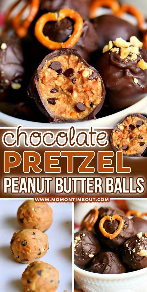 Chocolate Chip Peanut Butter Bites, Dessert Recipes With Pretzels, Chocolate Peanut Butter Desserts Easy, Peanut Butter Chocolate Desserts, Pretzel Balls, Peanut Butter Chocolate Balls, Peanut Butter Filled Pretzels, Peanut Butter Balls Recipe, Butter Balls