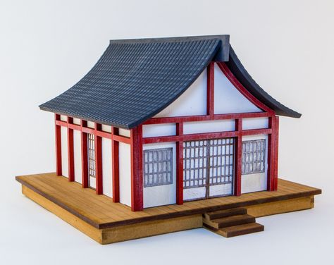 Japanese Structure, Small Japanese House, Small House Model, Minecraft Japanese House, Round Gazebo, China House, Miniature Building, Bamboo Building, Asian House