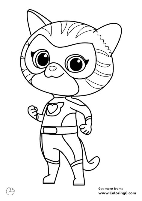 Ginny from Superkitties coloring page Super Kitty Coloring Page, Super Kitties Coloring Page, Kitten Coloring Pages Free Printable, Kitten Coloring Pages, Superhero Craft, Super Kitties, Disney Coloring Pages Printables, Behavior Board, Kitty Coloring Pages