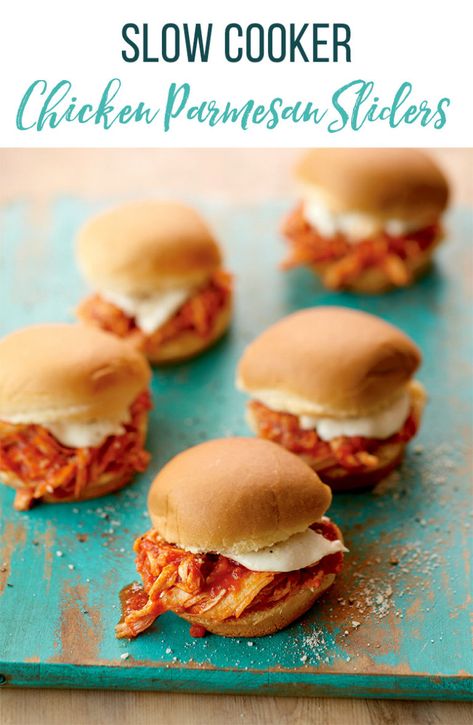 Slow Cooker Chicken Sliders, Freezer Meals Chicken, Chicken Parm Sliders, Parm Sliders, Parmesan Sliders, Chicken Parmesan Sliders, Meals Chicken, Chicken Freezer Meals, Delicious Slow Cooker Recipes