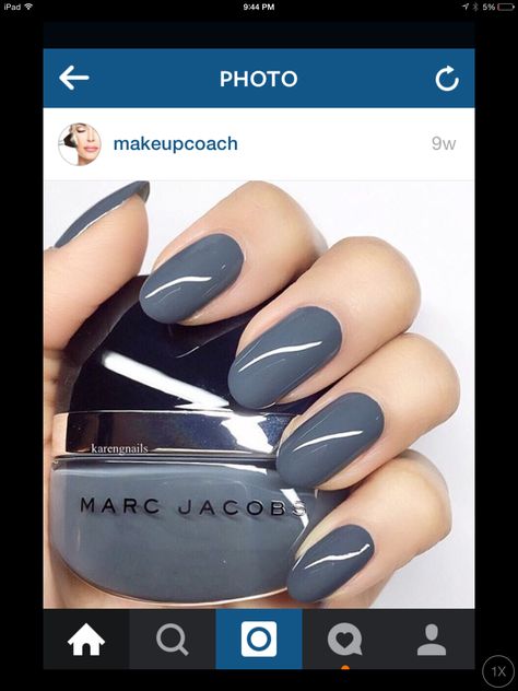 Grey Nail, Grey Nail Polish, Gray Nails, Round Nails, Nail Varnish, Nail Polish Colors, Gorgeous Nails, Blue Nails, Trendy Nails