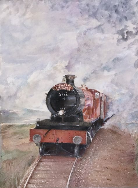 Hogwarts Express by Christine Trabo Harry Potter Drawing Ideas, Harry Potter Drawing, Hogwarts Train, Harry Potter Train, Hogwarts Express Train, Harry Potter Travel, Train Drawing, Harry Potter Art Drawings, Harry Potter Painting