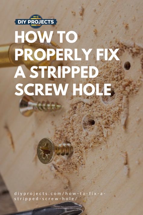 How To Fix A Stripped Screw, How To Tighten Loose Screws, How To Fix Stripped Screw Holes In Wood, How To Fix A Stripped Screw Hole, Stripped Screw Hacks, Stripped Screw Hole, Stripped Screw, Old Wood Doors, Rat Poison