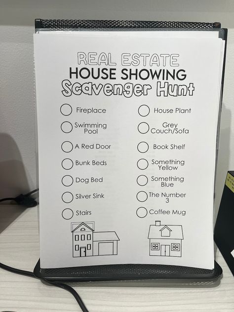 Scavenger Hunt House Showing Real Estate Printable, Open House Activity Sheet, Realtor Printable, Realtor Kids Printable, Printable for Kids - Etsy Open House Activities, Hunt House, Open House Real Estate, Real Estate Agent Marketing, Real Estate Career, Open Houses, Property Marketing, Real Estate Tips, Senior Living