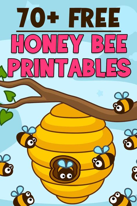 This huge list of free honey bee printables will teach your kids all about the importance of bees. Learn about the honey bee lifecycle, bees anatomy, bee facts, and more. Free printable bee lapbooks, honey bee unit studies, coloring pages, and more. Homemade Bee Decorations, Bee Kindergarten Craft, Free Printable Bees, Bee Patterns Printable, Bees Kindergarten, Bee Lifecycle, Bee Classroom Theme, Honey Bee Craft, Bees Project