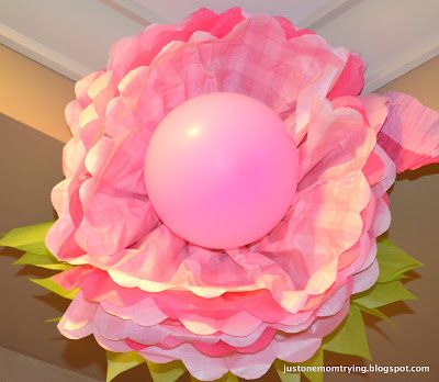 Tissue Paper Flowers with Balloon Center Daughter's Birthday, Tissue Paper Flowers, Balloon Flowers, Balloon Art, Clam Shell, Daughter Birthday, Birthday Fun, Diy Party, Party Balloons