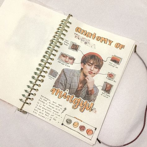 kim mingyuuu!!! ✨ #seventeenkpop Seventeen Notebook, Kpop Journal Stickers Printable, Journal Ideas Drawing, Kpop Journal Stickers, Kpop Journal Ideas, Fan Journal, Journal Stickers Printable, Journal First Page, Bullet Journal Cover Ideas