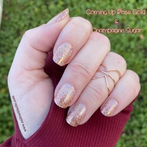 Rose Gold French Manicure, Gold French Manicure, Mixed Manicure, Color Street Mani, Nail Color Combos, Dry Nail Polish, Gold Champagne, Glitter Diy, Sparkly Nails