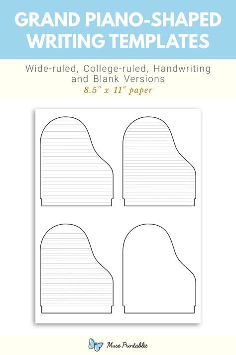 Piano Card, Writing Paper Template, Handwriting Lines, Writing Template, Lined Writing Paper, Easter Templates, Center Ideas, Writing Templates, Grand Piano