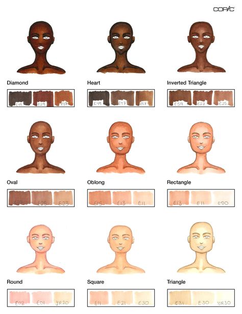 Shading Faces, Skin Palette, Different Face Shapes, الفن الرقمي, Skin Drawing, Color Mixing Chart, Fashion Drawing Sketches, How To Shade, Skin Color Palette