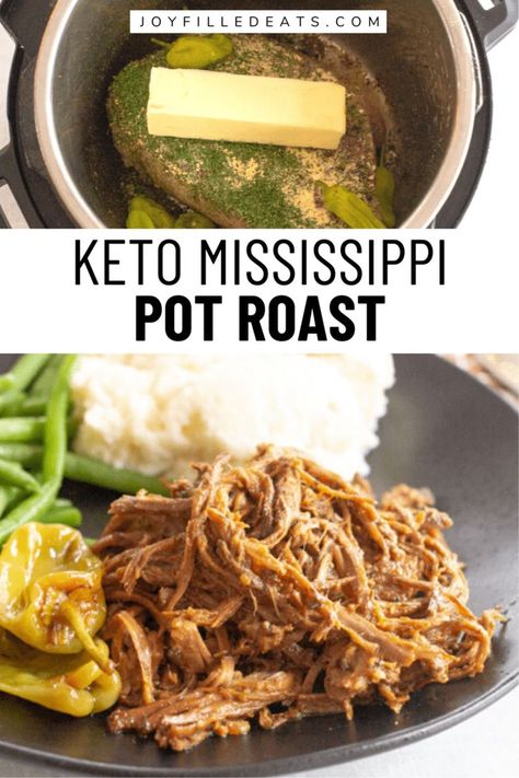 Keto Mississippi Pot Roast, Mississippi Pot Roast Crockpot, Pot Roast Crockpot, Roast Crockpot, Mississippi Pot, Mississippi Roast, Keto Crockpot Recipes, Mississippi Pot Roast, Joy Filled Eats