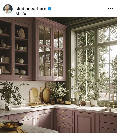 Practical Magic Living Room Aesthetic, Practical Magic Decor Inspiration, Practical Magic House Aesthetic, Apothecary Kitchen, Lavender Kitchen, Practical Magic House, Lavender Cottage, Purple Kitchen, Magic House