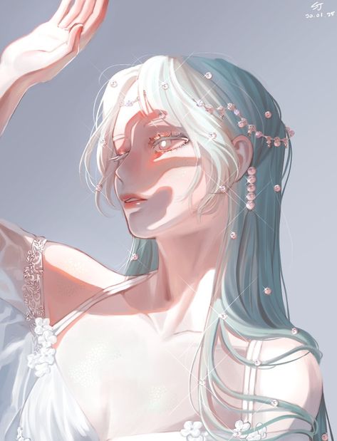 Woman Pfp Drawing, Manhwa Women Icon, Shy Anime Female, White Haired Goddess Art, Hyperactive Character, Magic User Pose Reference Drawing, Beautiful Anime Pfp, Person Perspective Drawing, Female Character Design White Hair