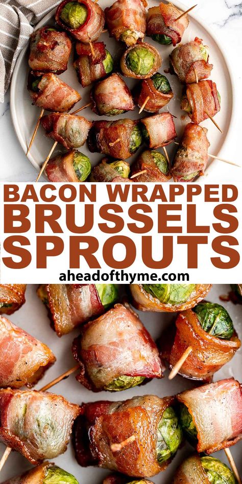 Bacon Wrapped Brussels Sprouts Bacon Wrapped Brussels Sprouts, Brussel Sprouts Appetizer, Bacon Wrapped Brussel Sprouts, Southern Thanksgiving Menu, Traditional Thanksgiving Menu, Bacon Brussel Sprouts, Thanksgiving Menu Ideas, Thanksgiving Dinner Menu, Appetizers Easy Finger Food