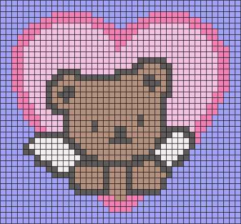 Sonny Angel Alpha Pattern, Tapestry Grid Patterns, Cute Alpha Patterns, Yarn Animals, Pixel Grid, Animal Heart, Graph Paper Drawings, Crochet Graph, Disney Cross Stitch Patterns