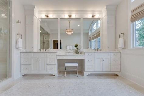 Vanity With Knee Space, Master Bath Vanity Ideas Double Sinks, Master Bath Double Vanity, Large Bathroom Sink, Master Bath Design, Bathroom Cabinets Designs, Master Bath Vanity, Custom Bathroom Vanity, New House Bathroom