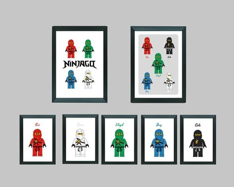 Our product includes wall art for children's rooms, baby rooms, and nurseries. It consists of 9 drawings, and it comes with two painting activities as a bonus. You can print as many copies as you like and enjoy coloring them with your child. You can also frame the ones they color themselves :) Ninjago Room, Poster Game, Wall Art Kids Room, Painting Activities, Wall Art Kids, Kids Room Wall, Kids Room Wall Art, Baby Rooms, Game Room Decor