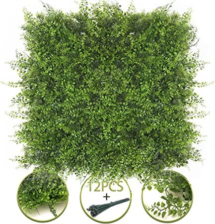 LMQSCH Artificial Hedge Grass Wall 12 PCS 20"X20" Privacy Fence Panels Faux Greenery Backdrop Wall Grass Decor Indoor Outdoor Artificial Hedge Wall Topiary Privacy Screens and Panels Artificial Hedge Wall, Faux Greenery Outdoor, Indoor Topiary, Hedge Wall, Greenery Backdrop, Artificial Grass Wall, Privacy Fence Panels, Artificial Green Wall, Artificial Hedges