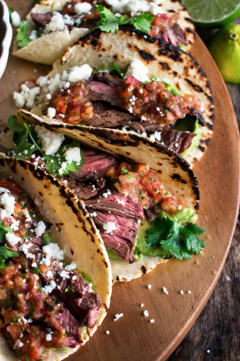 Tacos On Grill, Fancy Tacos, Steak Tacos Recipes, Grill Tacos, Steak Taco, Skirt Steak Tacos, Spicy Grilled Shrimp, The Original Dish, Skirt Steak Recipes