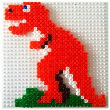 Red Trex Bead Dinosaur, Perler Bead Mario, Facebook Analytics, Melt Beads Patterns, Hama Beads Design, Perler Crafts, Hama Bead, Dinosaur Crafts, Hama Beads Patterns