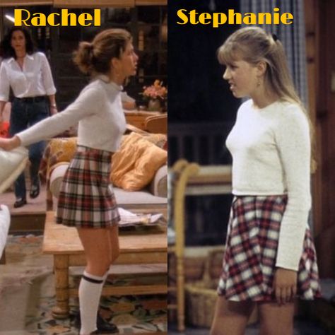 Full House Dj Outfits 80s, 80s Full House Outfits, 90s Fashion Full House, Retro Outfits With Skirt, Skirt Back To School Outfits, Topanga 90s Outfits, Stephanie Tanner Aesthetic, Stephanie Tanner Fuller House Outfits, 90s Outfit Skirt