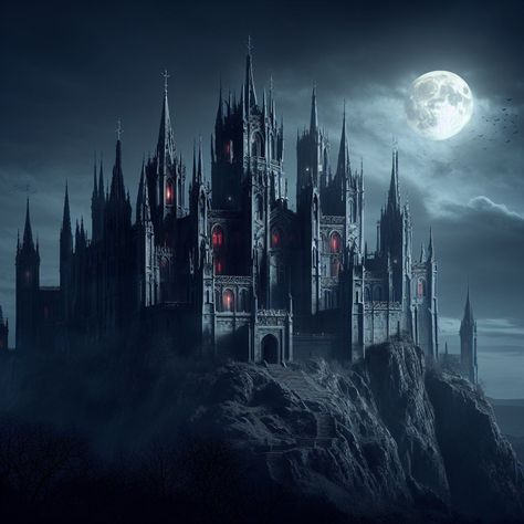 Dark Castle Aesthetic Interior, Castle Aesthetic Interior, Victorian Gothic Aesthetic, Gothic Style Architecture, Castle At Night, Victorian Castle, Vampire Castle, African American Artwork, Dark Castle