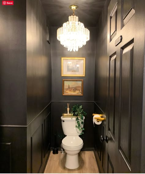 Black Powder Room, Ikea Sinks, Tiny Powder Room, Diy Bathroom Makeover, Powder Room Makeover, Powder Room Decor, Downstairs Toilet, Beige Bathroom, Powder Room Design