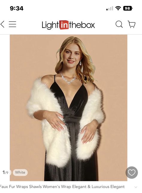 Dress With Fur Coat, White Fluffy Coat, Dress With Fur, Fuzzy Scarf, Quince Dress, Fluffy Coat, Fur Scarf, White Fur, Long Black Dress