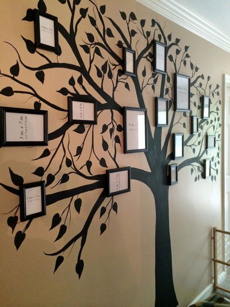 This Wall Decor Gives a Whole New Meaning to Family Tree How To Paint A Tree On A Wall, Family Tree Wall Ideas, Wall Family Tree, Family Tree Ideas, Family Tree Mural, Tree Wall Painting, Family Tree Wall Decor, Family Tree Painting, Family Tree Photo