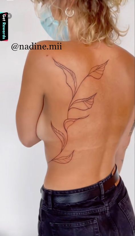 Leaf Spine Tattoo, Fine Line Back Tattoo Women, Line Back Tattoo, Fine Line Back Tattoo, Tattoos Inspo, Cute Little Tattoos, Spine Tattoo, Back Tattoo Women, Back Tattoos